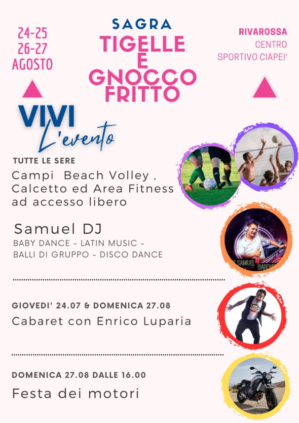 Manifestino della sagra tigelle con spettacoli