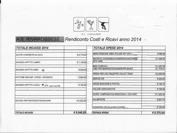Rendiconto economico anno 2014